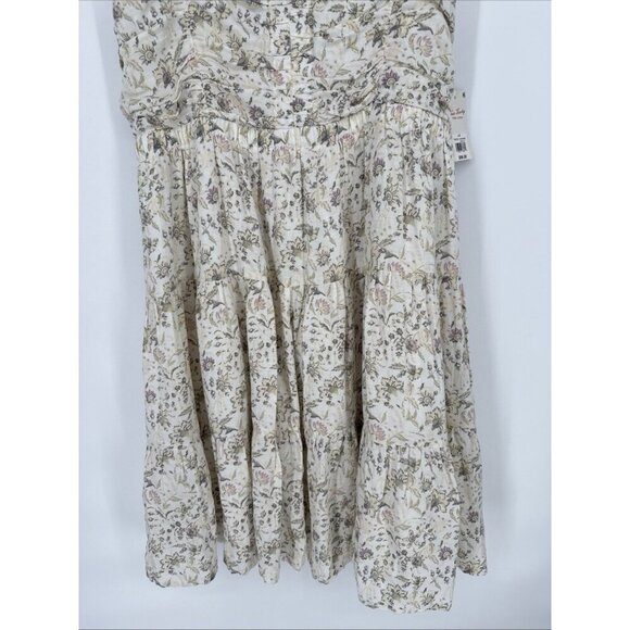 Lucky Brand Womens Size Large Cream Floral Sweetheart Neck Mini Babydoll Dress - Picture 4 of 11